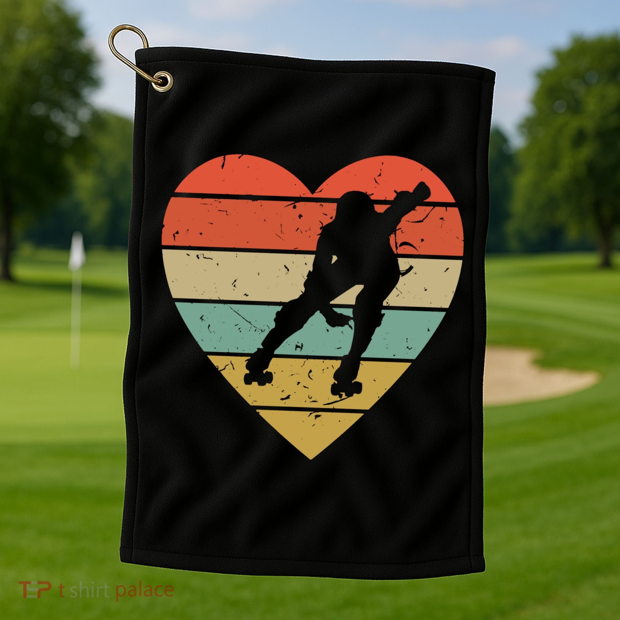 Roller Derby Heart Retro Skater Player Golf Towel