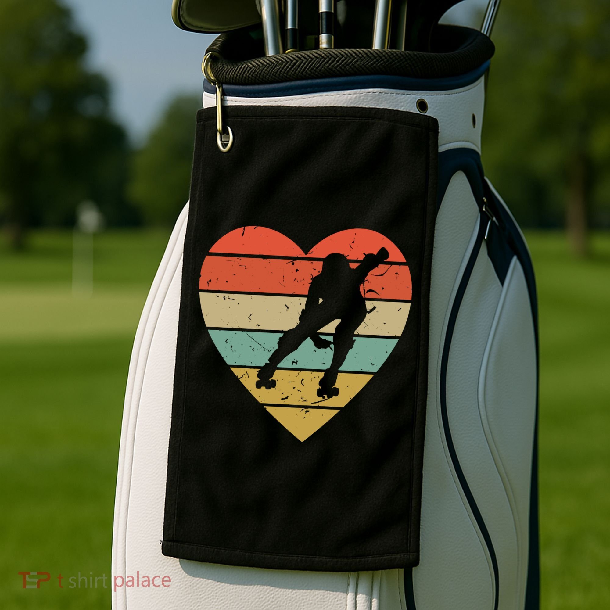 Roller Derby Heart Retro Skater Player Golf Towel