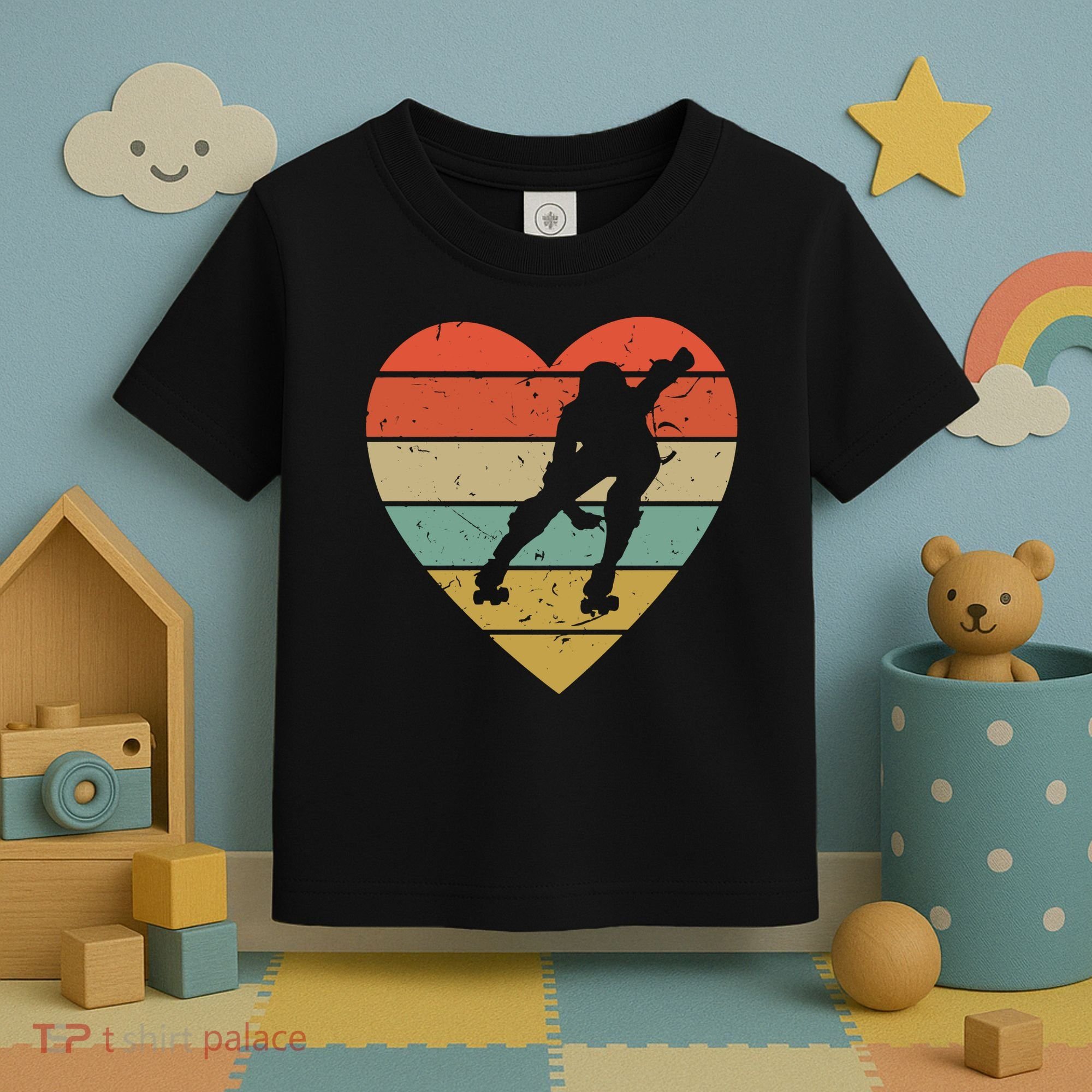 Roller Derby Heart Retro Skater Player Toddler T-Shirt