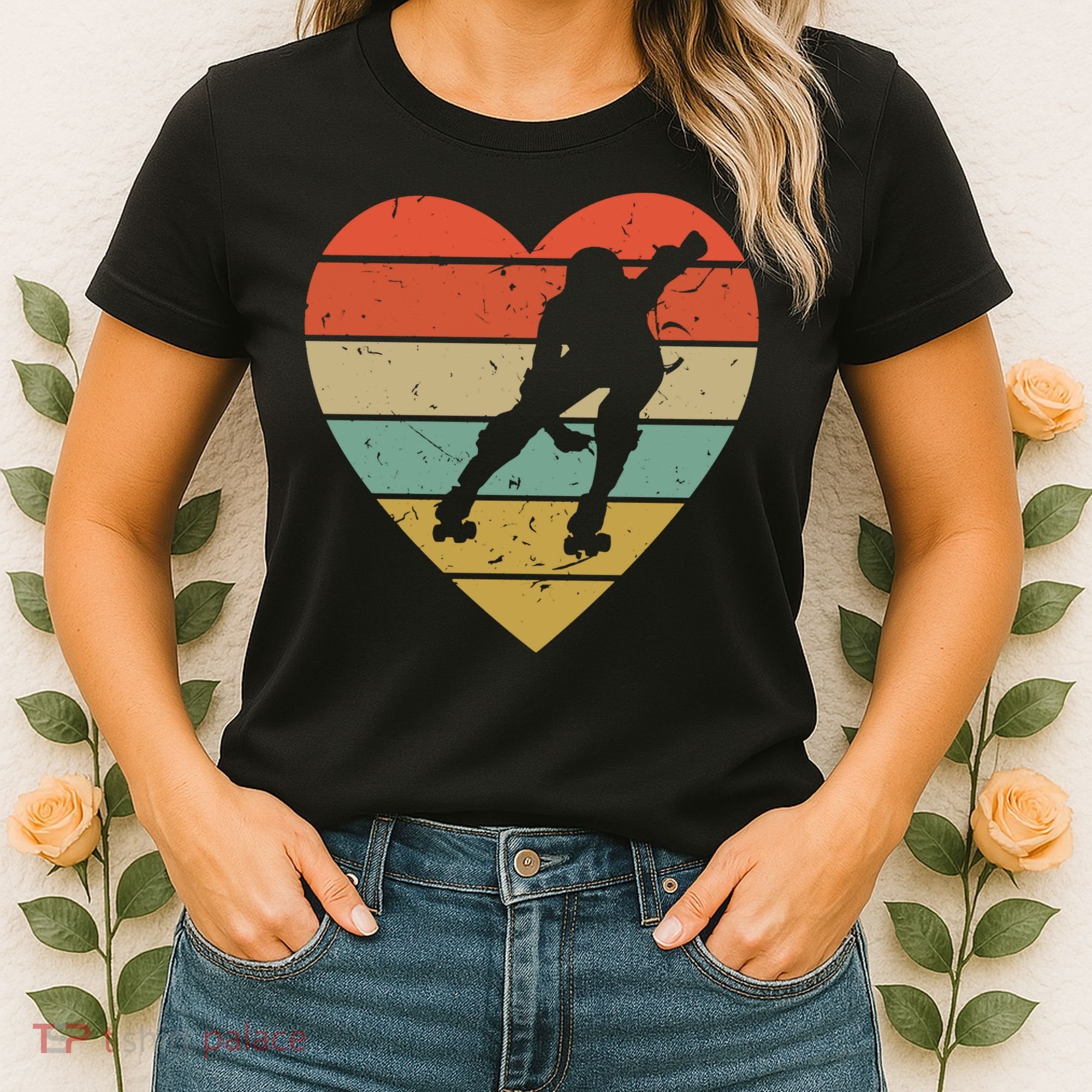 Roller Derby Heart Retro Skater Player Women's T-Shirt