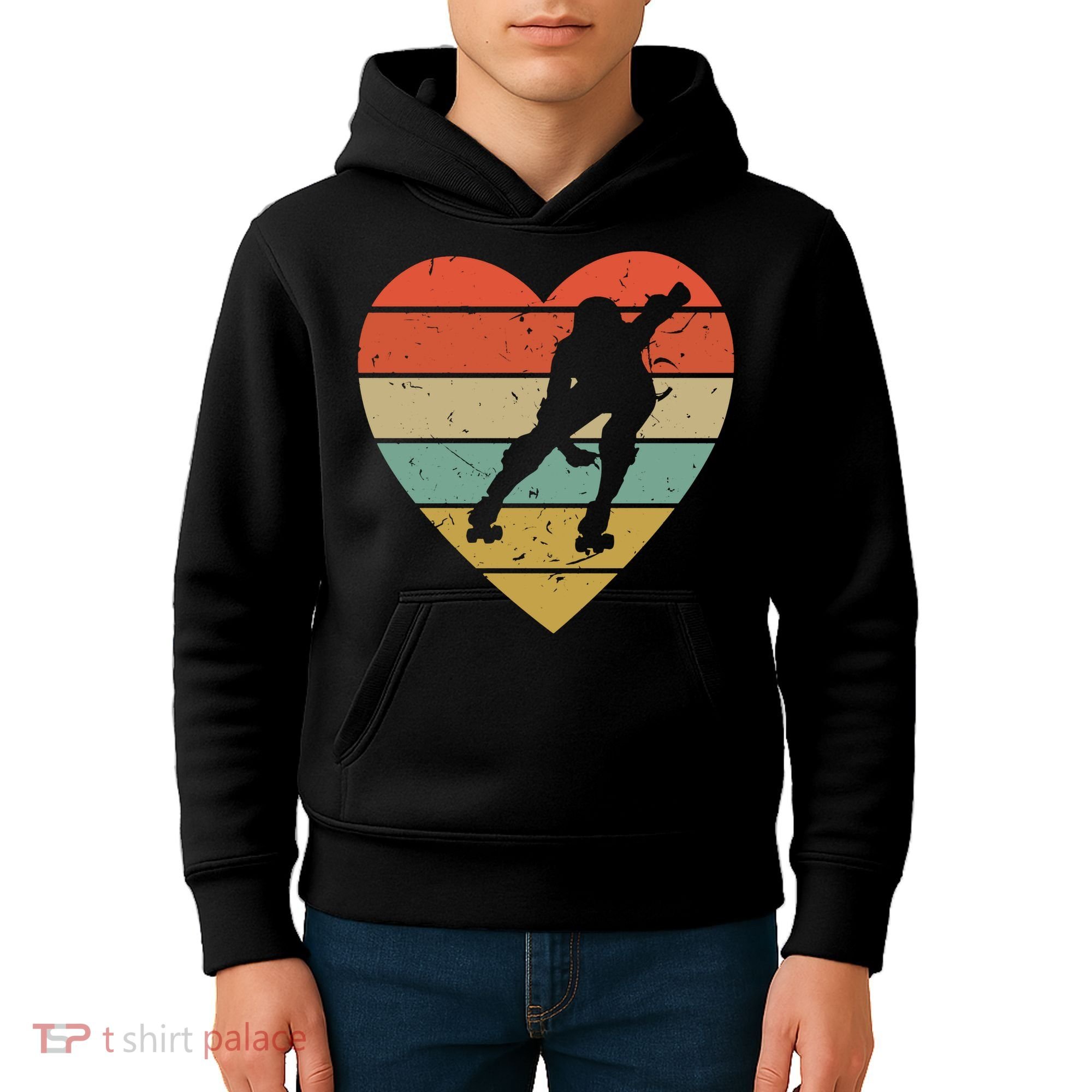Roller Derby Heart Retro Skater Player Kids Hoodie
