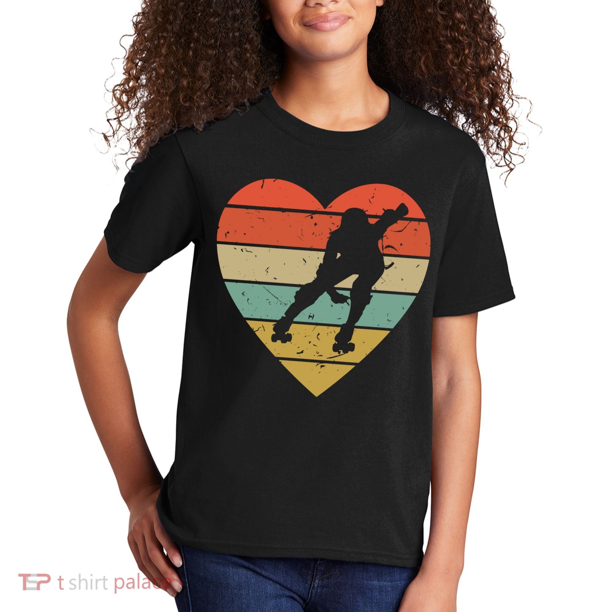 Roller Derby Heart Retro Skater Player Kids T-Shirt