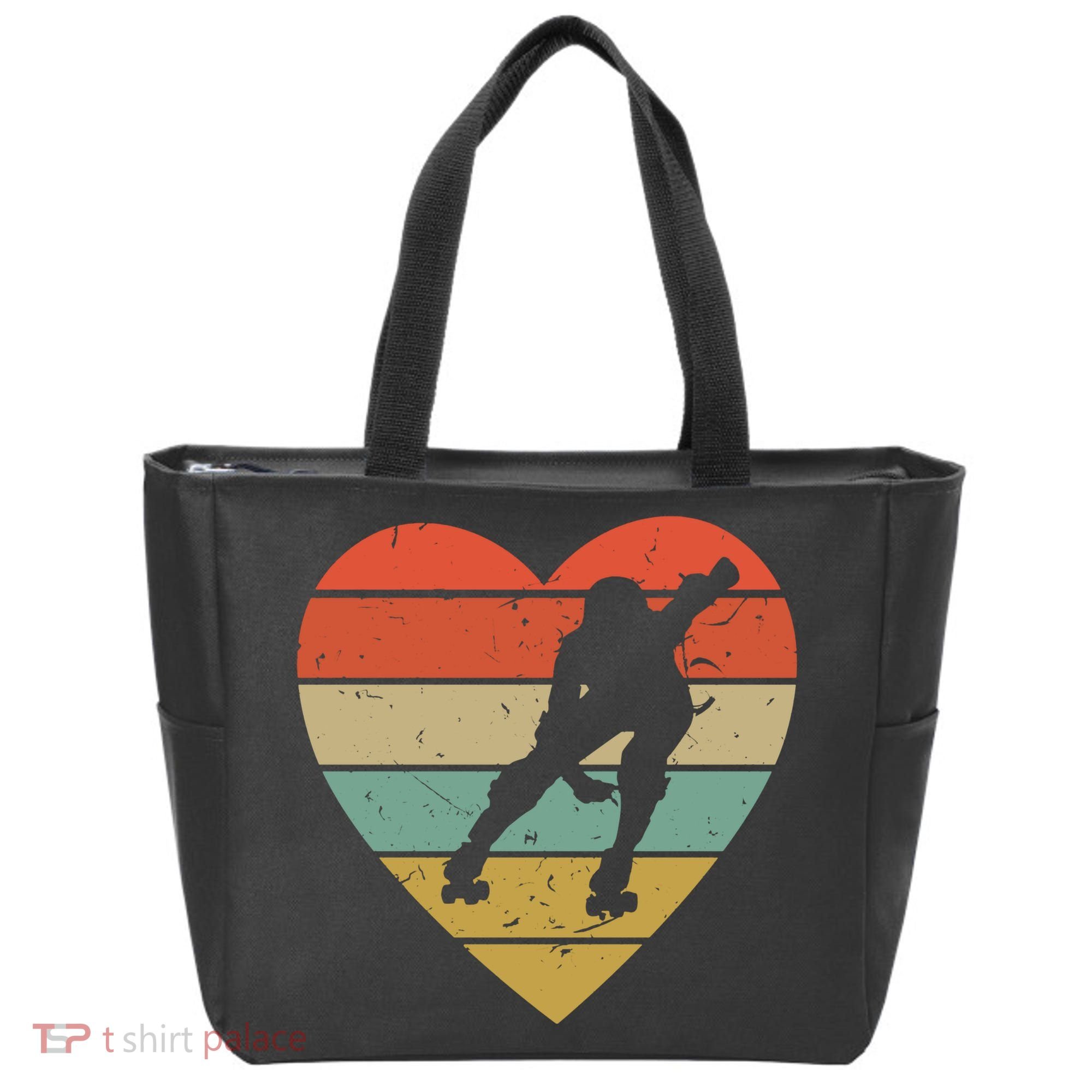 Roller Derby Heart Retro Skater Player Tote Bag