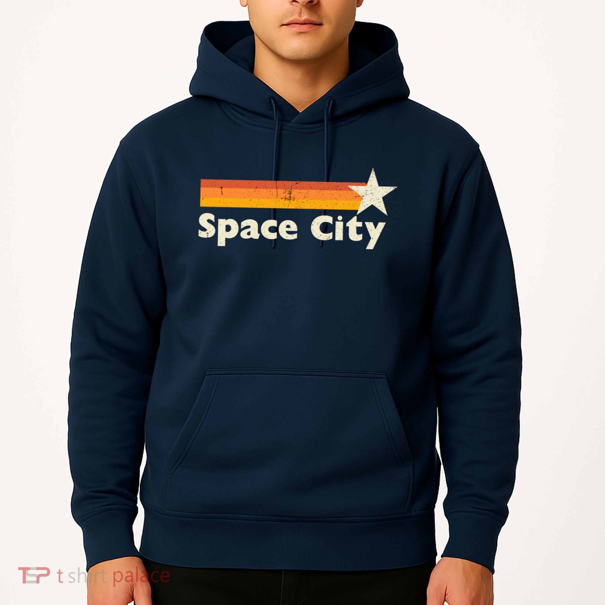 Retro Distressed Houston Baseball Space City Hoodie