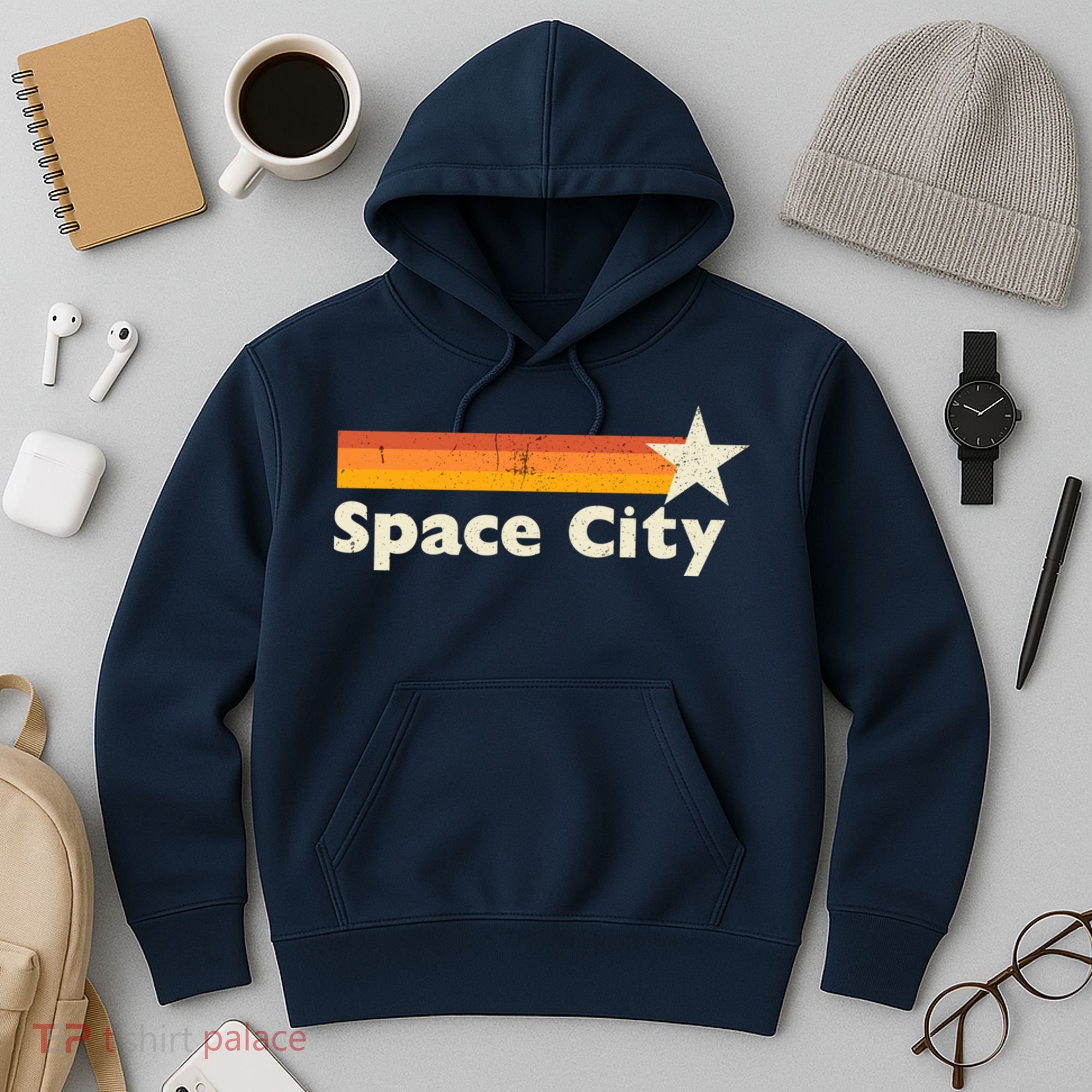 Retro Distressed Houston Baseball Space City Hoodie