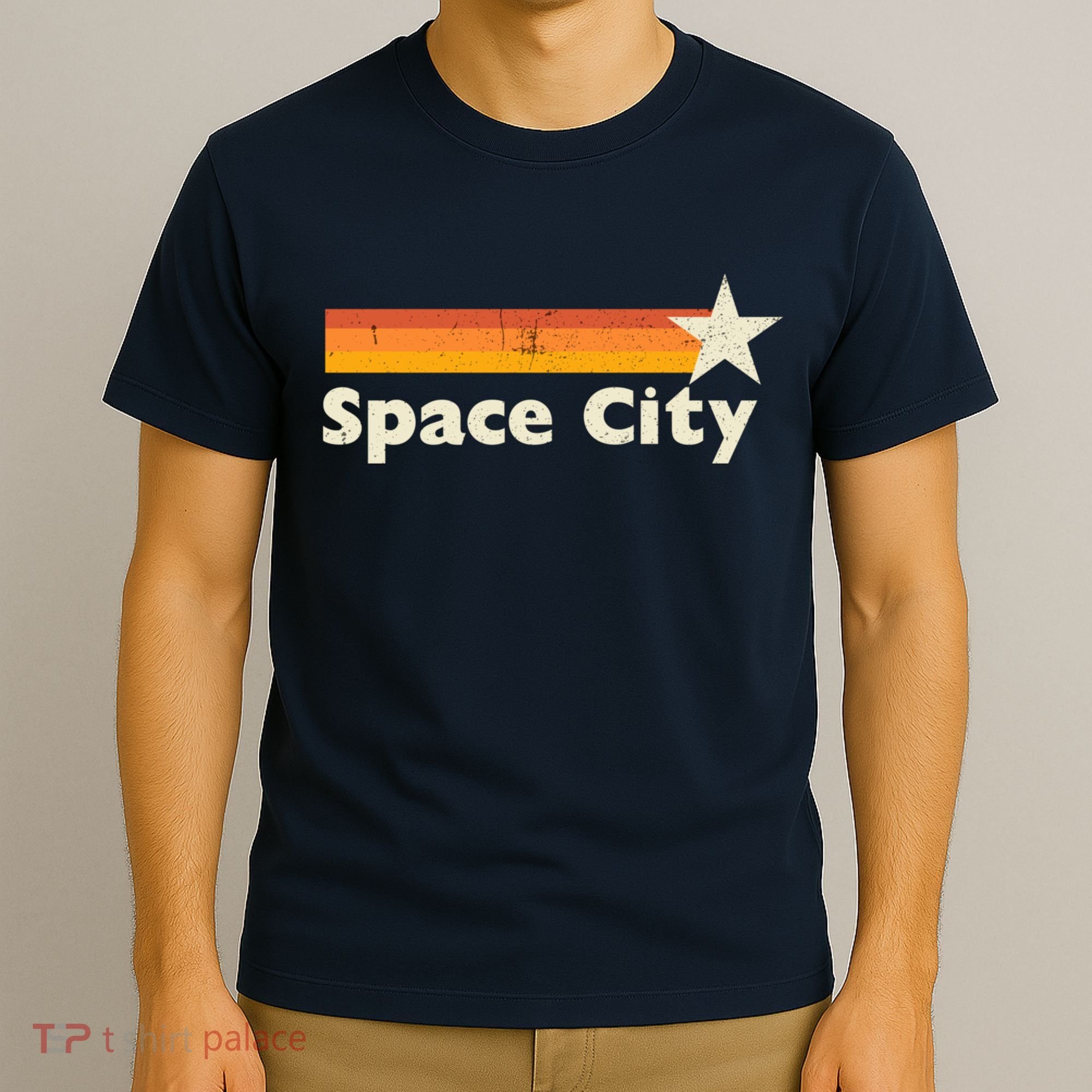 Retro Distressed Houston Baseball Space City T-Shirt