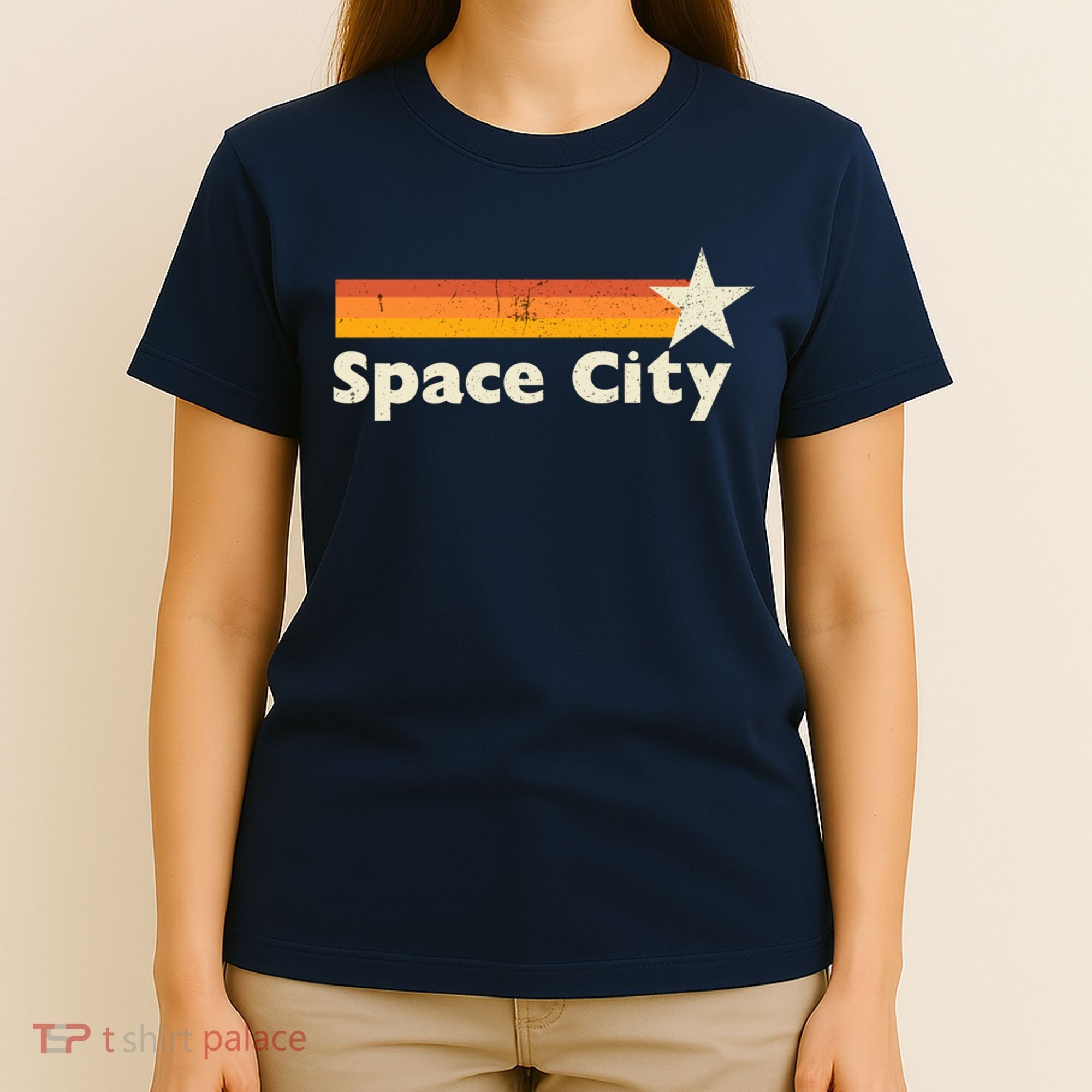 Retro Distressed Houston Baseball Space City T-Shirt