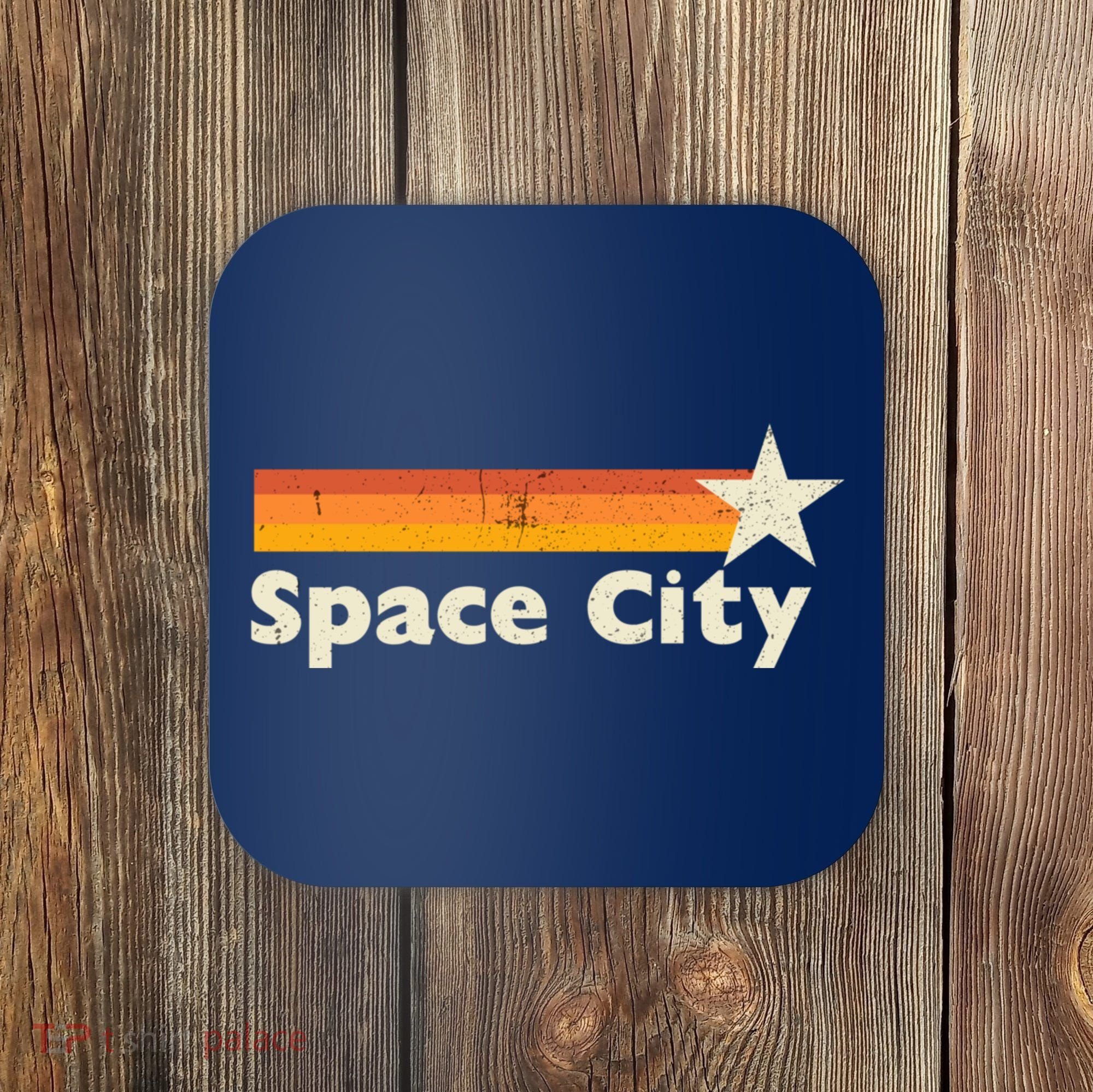 Retro Distressed Houston Baseball Space City Coaster