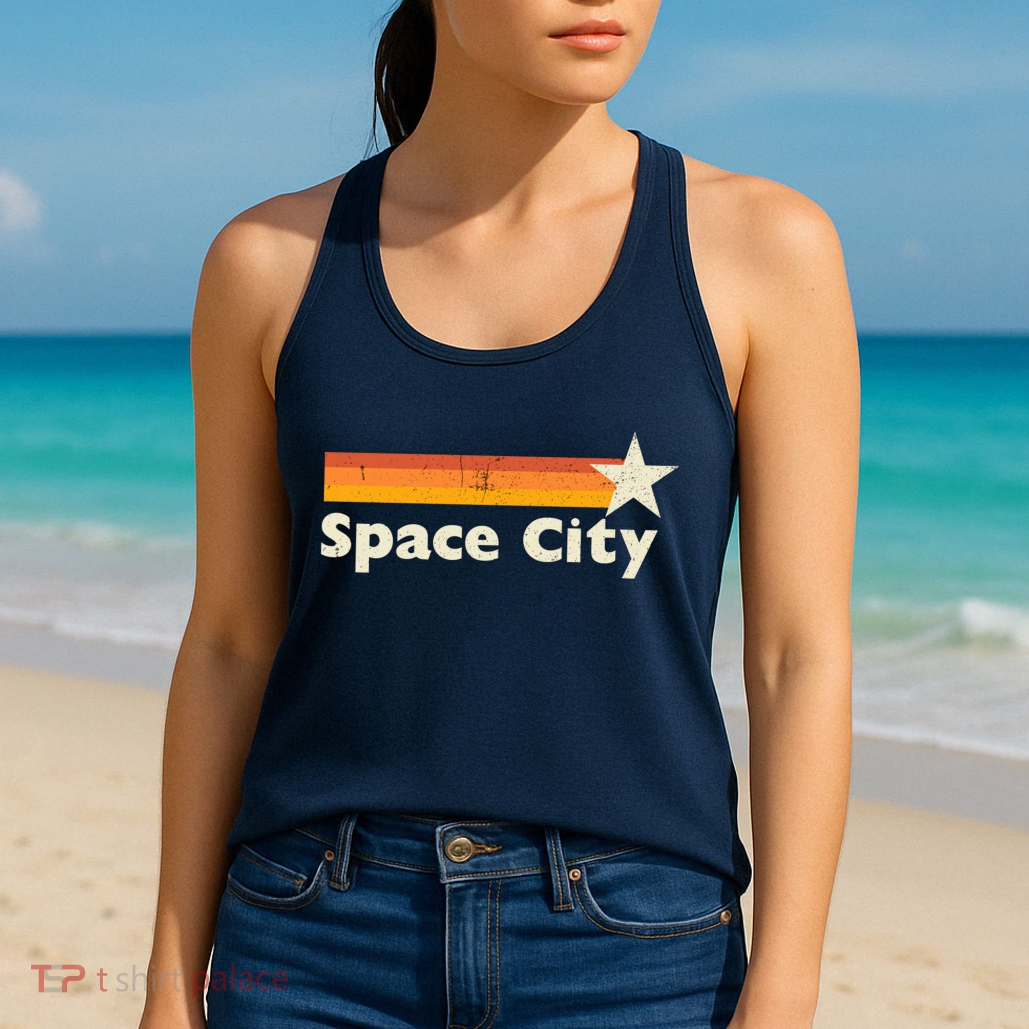 Retro Distressed Houston Baseball Space City Women's Tank Top