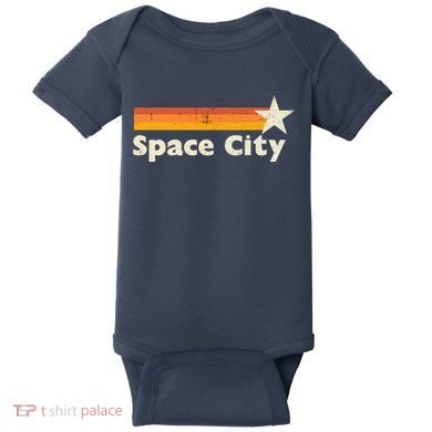 Retro Distressed Houston Baseball Space City Baby Bodysuit