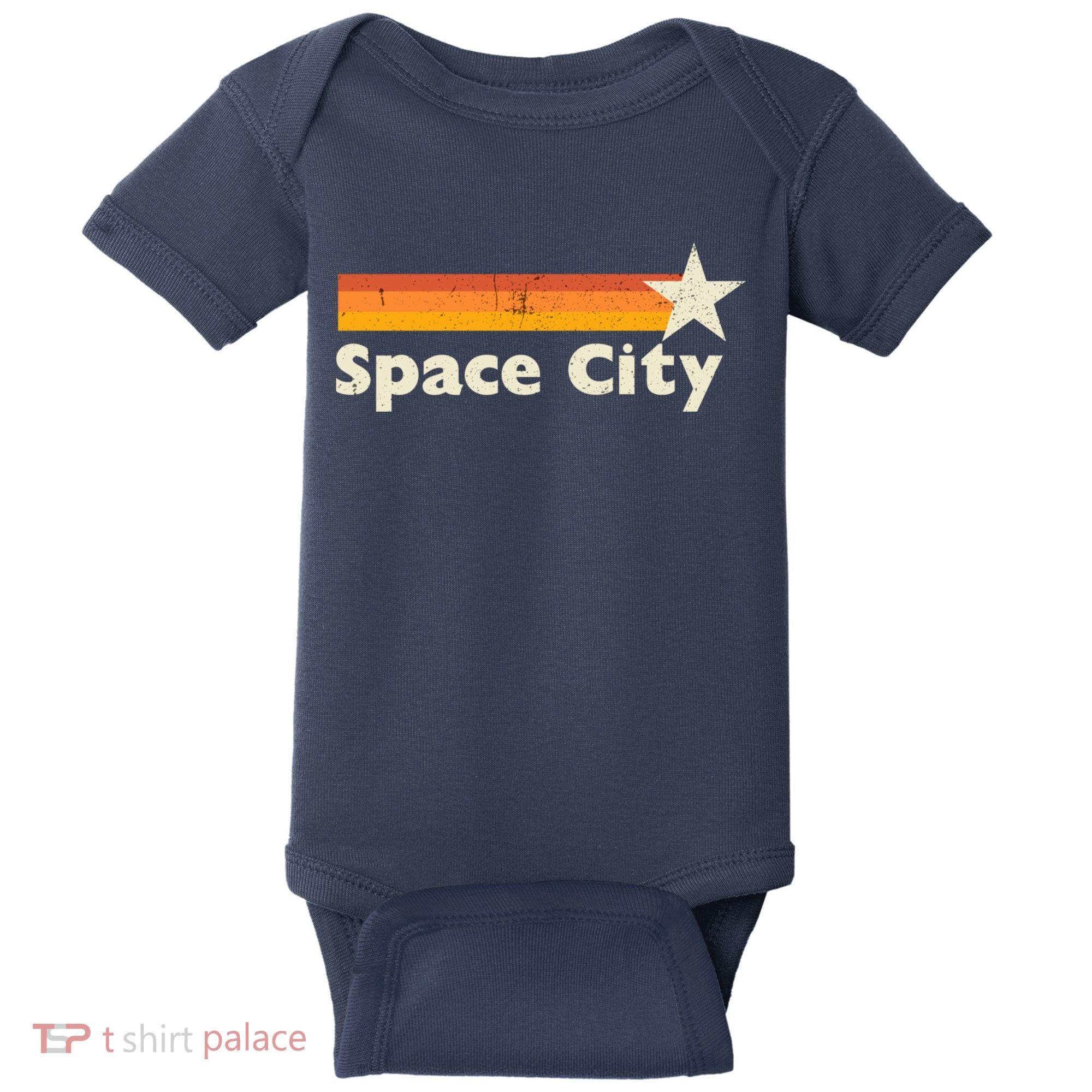 Retro Distressed Houston Baseball Space City Baby Bodysuit