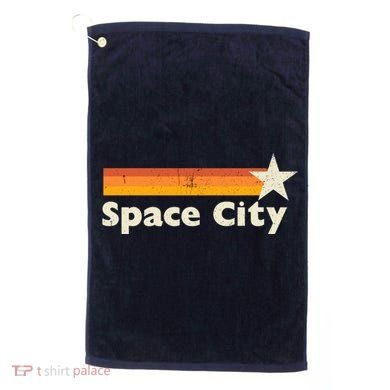 Retro Distressed Houston Baseball Space City Golf Towel