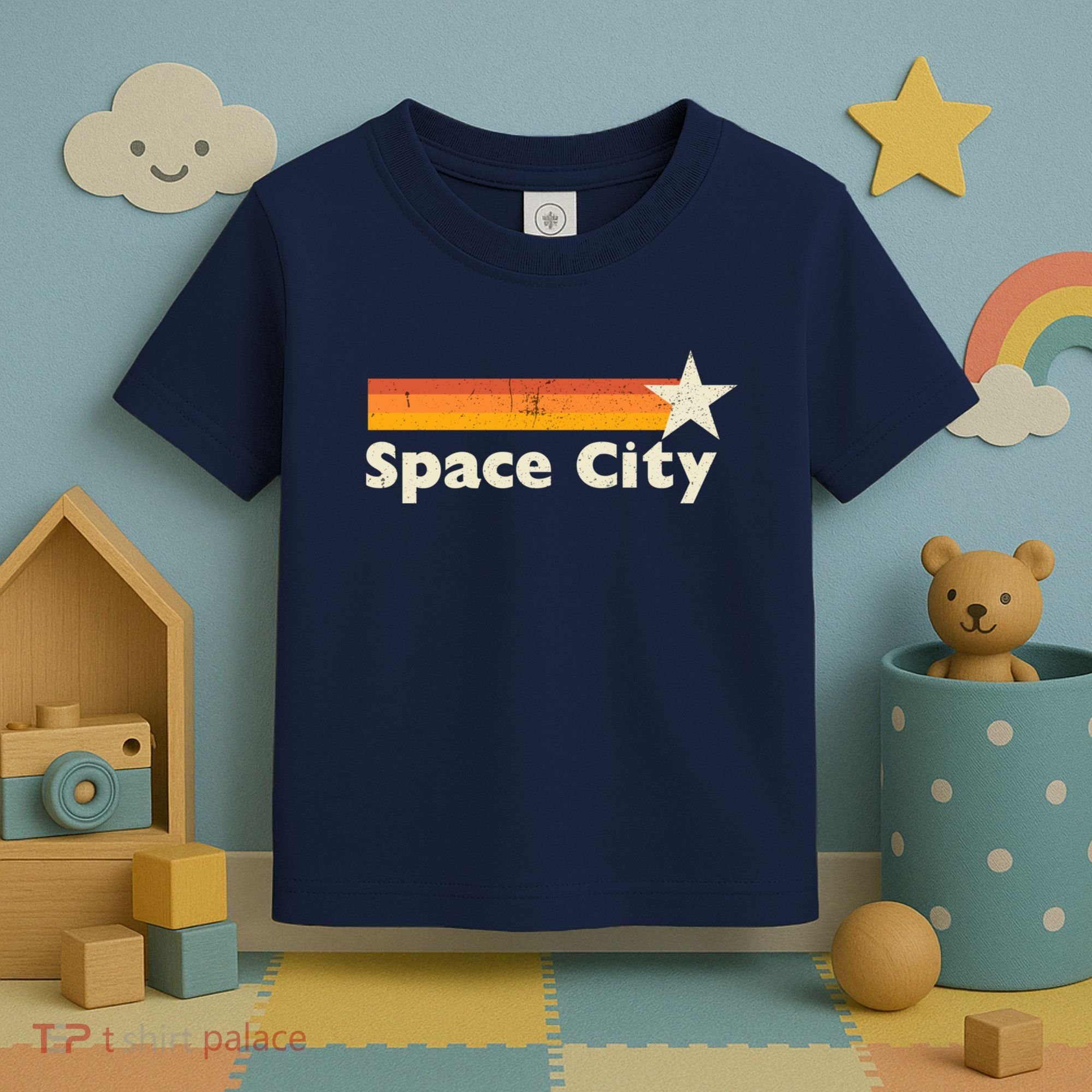 Retro Distressed Houston Baseball Space City Toddler T-Shirt