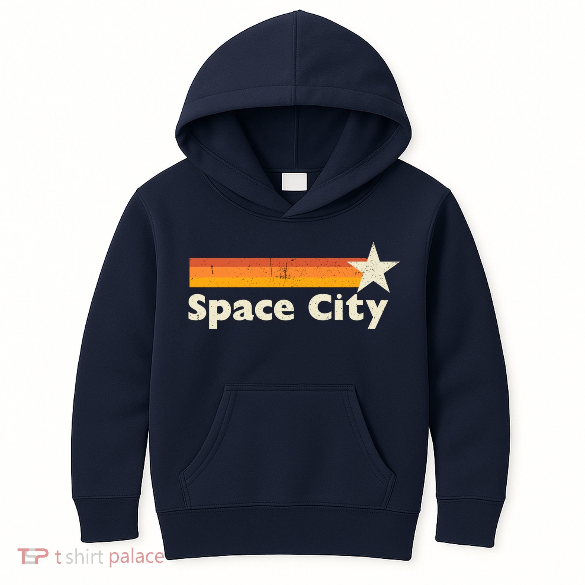 Retro Distressed Houston Baseball Space City Kids Hoodie