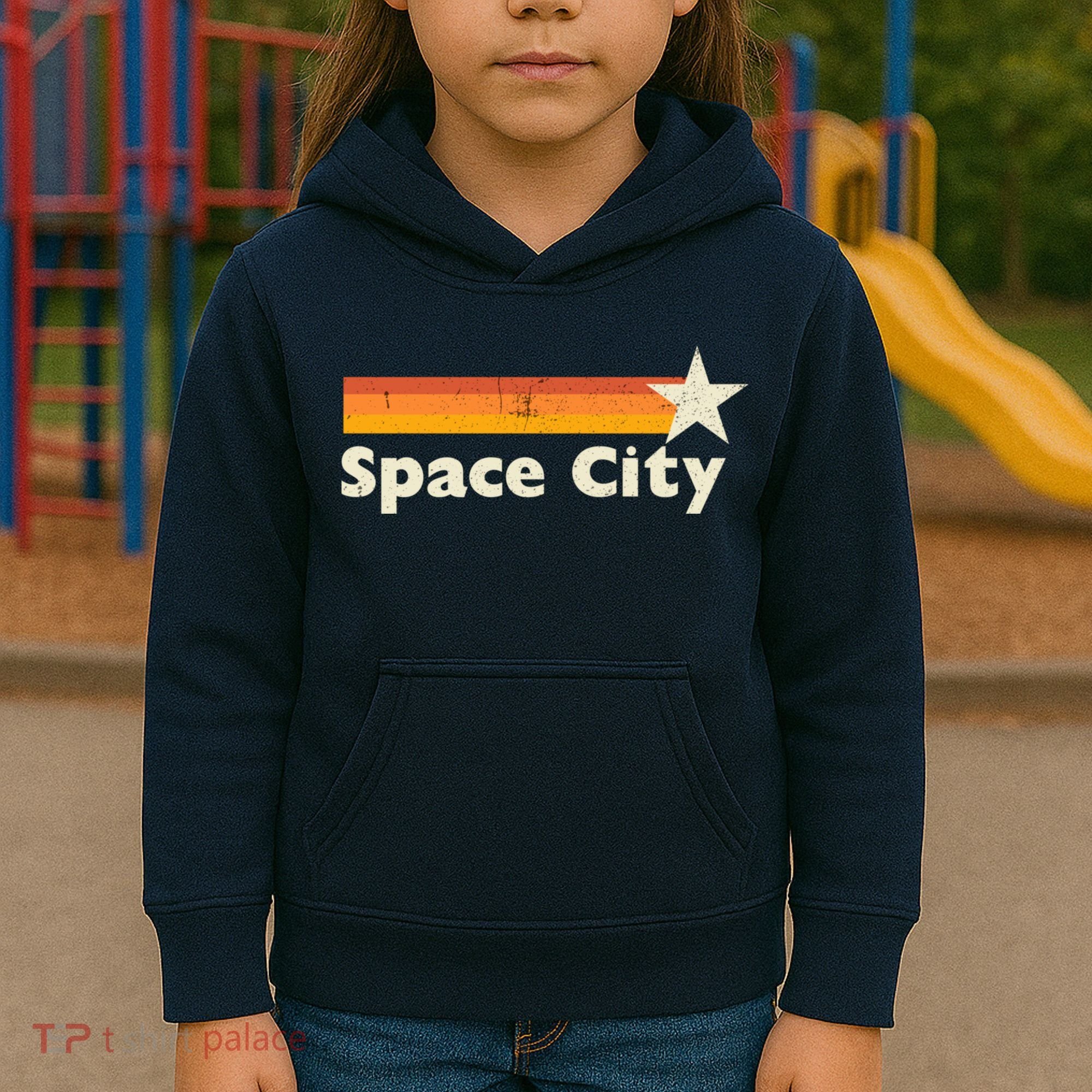 Retro Distressed Houston Baseball Space City Kids Hoodie