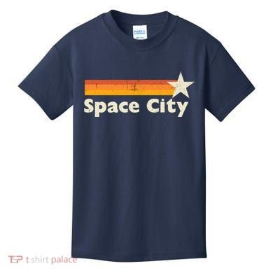 Retro Distressed Houston Baseball Space City Kids T-Shirt