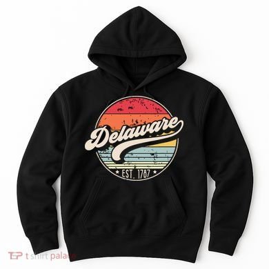 Retro Delaware Home State De Cool 70s Style Sunset Hoodie