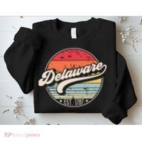 Retro Delaware Home State De Cool 70s Style Sunset Sweatshirt thumb 2