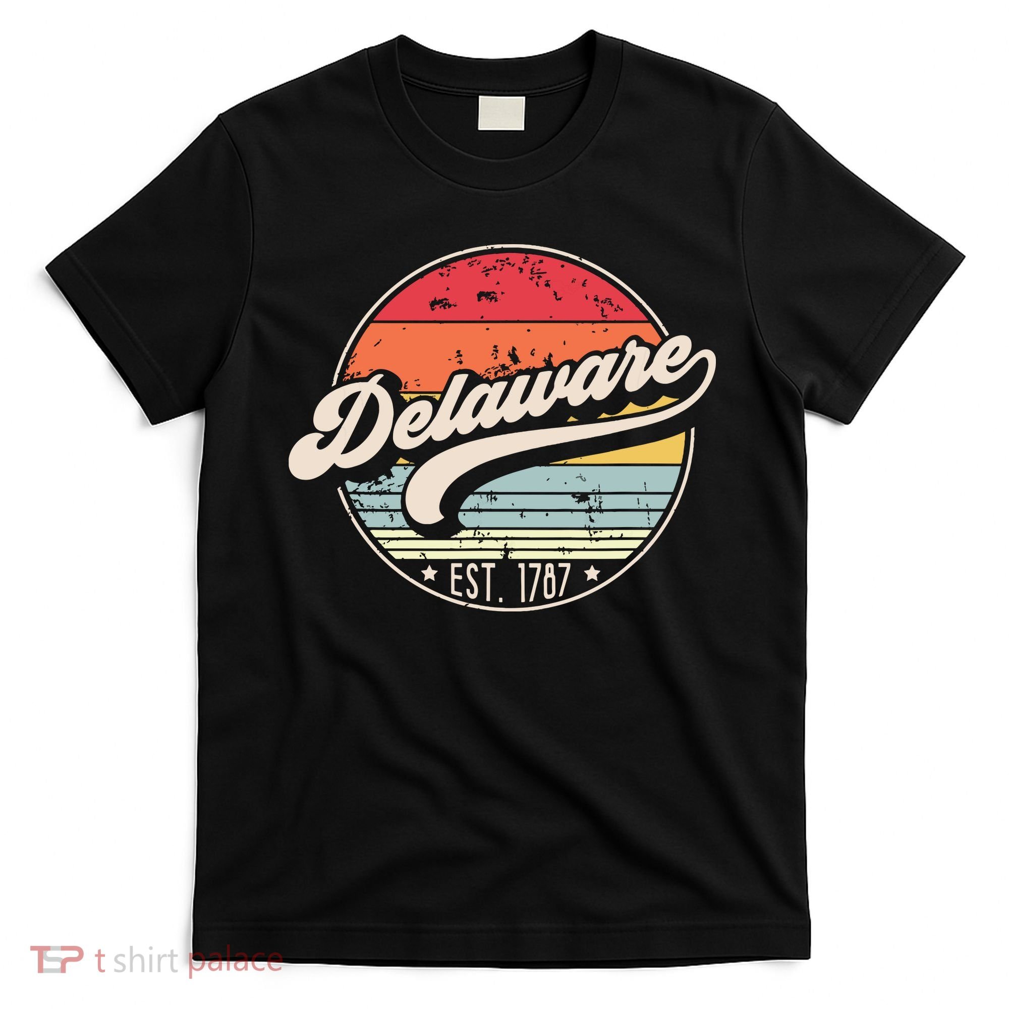 Retro Delaware Home State De Cool 70s Style Sunset T-Shirt