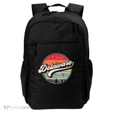 Retro Delaware Home State De Cool 70s Style Sunset Backpack