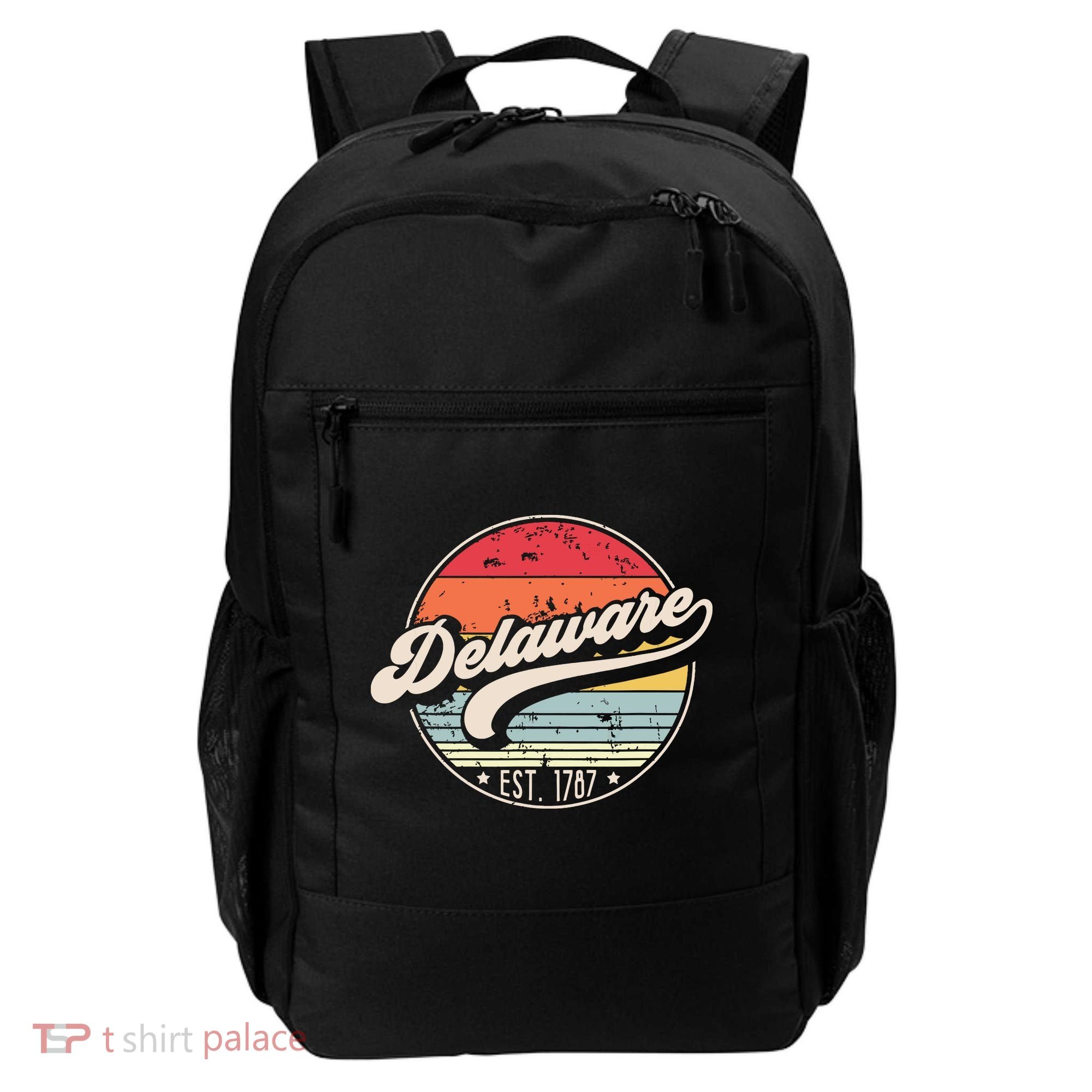 Retro Delaware Home State De Cool 70s Style Sunset Backpack