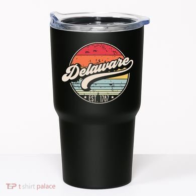 Retro Delaware Home State De Cool 70s Style Sunset Tumbler