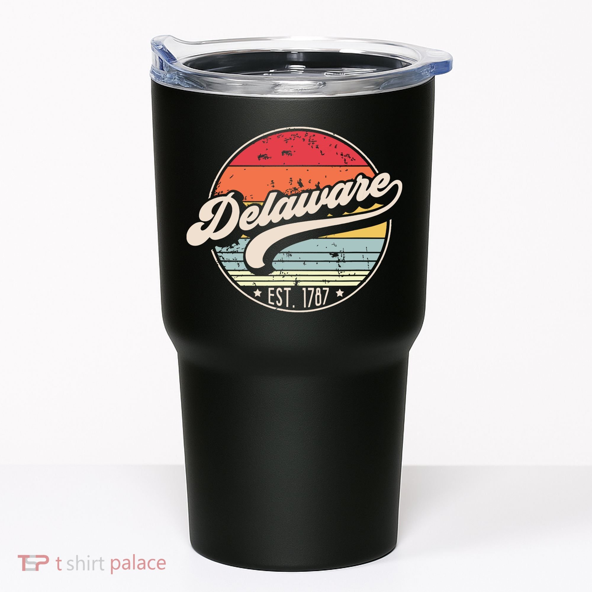 Retro Delaware Home State De Cool 70s Style Sunset Tumbler