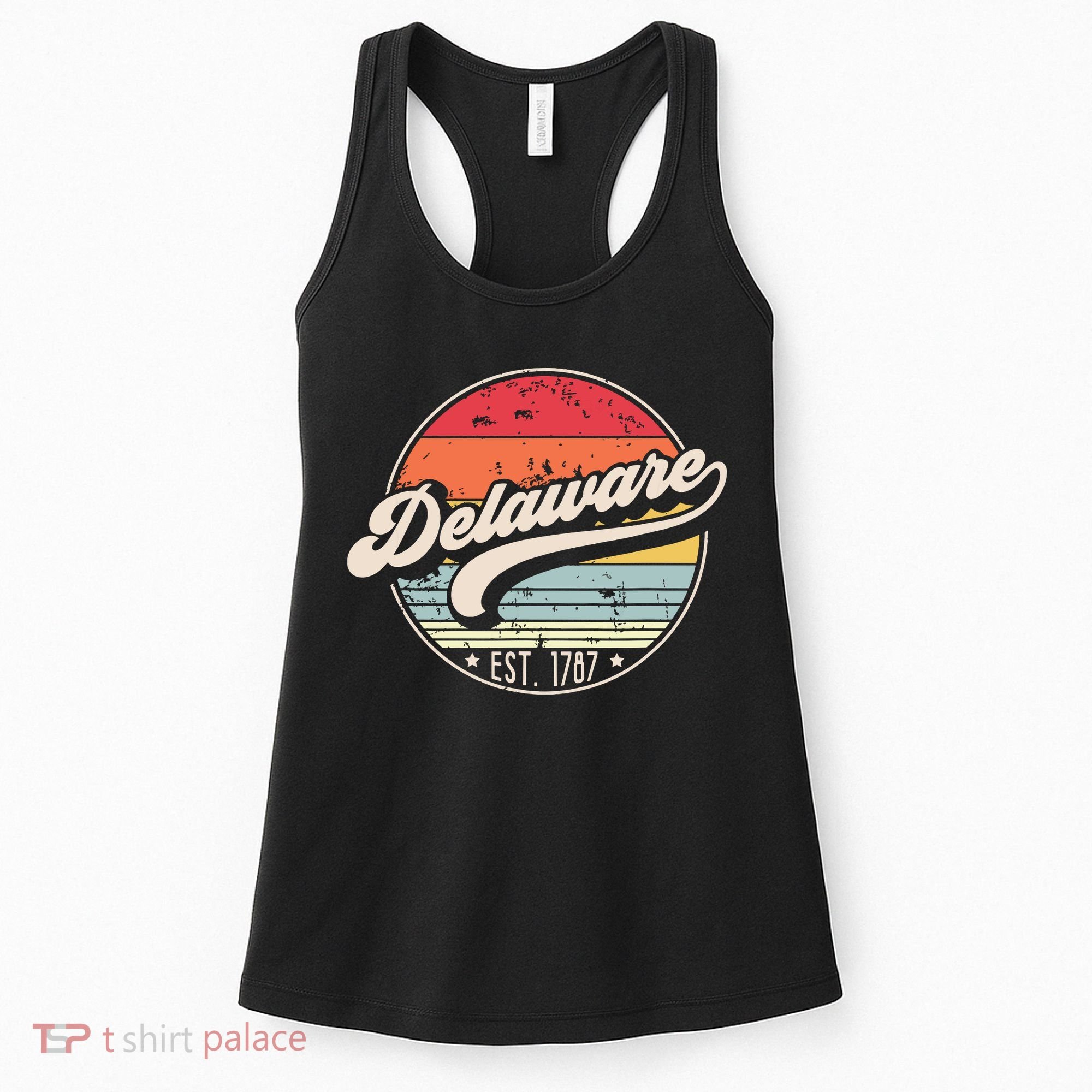Retro Delaware Home State De Cool 70s Style Sunset Women's Tank Top