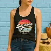 Retro Delaware Home State De Cool 70s Style Sunset Women's Tank Top thumb 2