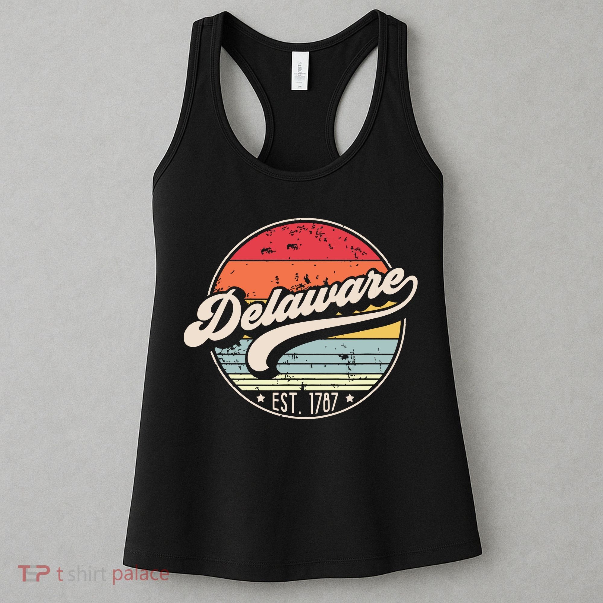 Retro Delaware Home State De Cool 70s Style Sunset Women's Tank Top