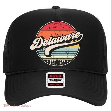 Retro Delaware Home State De Cool 70s Style Sunset Hat