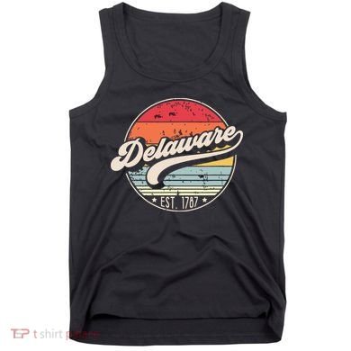 Retro Delaware Home State De Cool 70s Style Sunset Tank Top