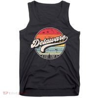 Retro Delaware Home State De Cool 70s Style Sunset Tank Top thumb 0