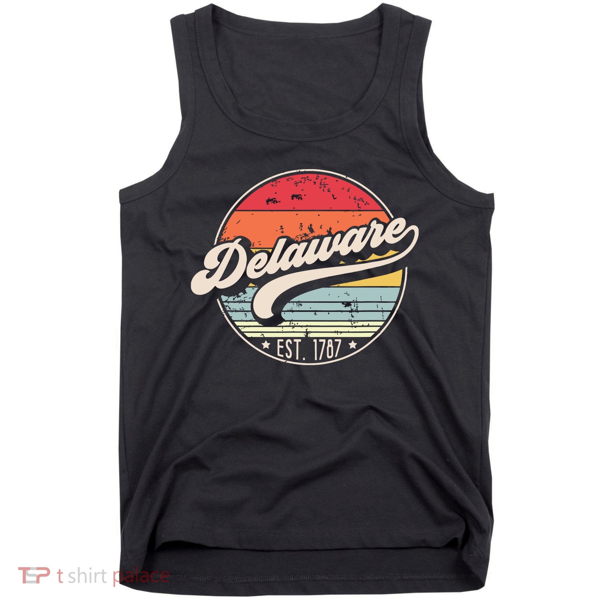Retro Delaware Home State De Cool 70s Style Sunset Tank Top