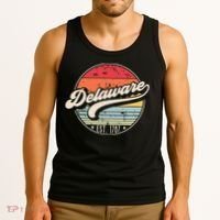 Retro Delaware Home State De Cool 70s Style Sunset Tank Top thumb 3