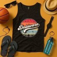 Retro Delaware Home State De Cool 70s Style Sunset Tank Top thumb 4