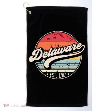 Retro Delaware Home State De Cool 70s Style Sunset Golf Towel