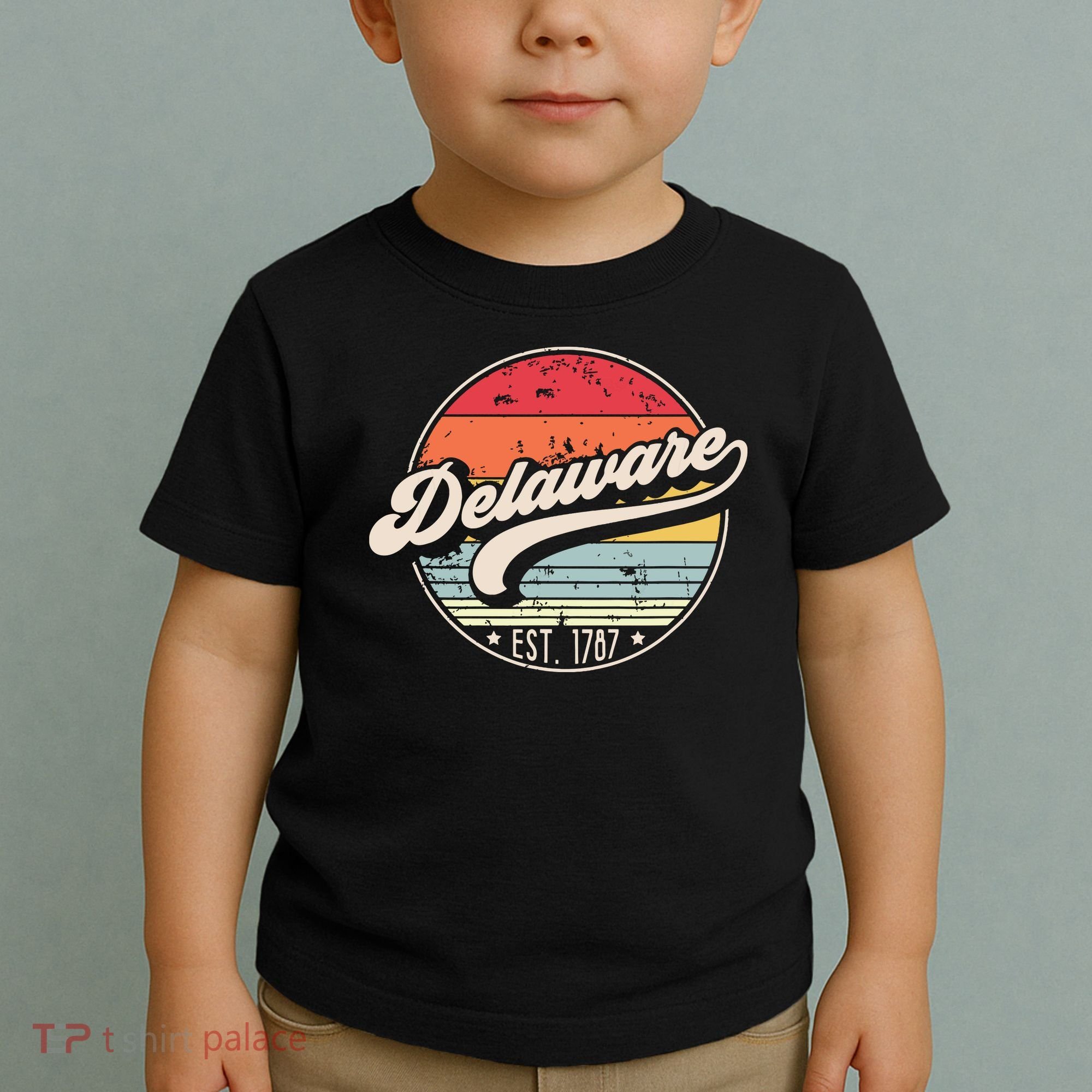 Retro Delaware Home State De Cool 70s Style Sunset Toddler T-Shirt