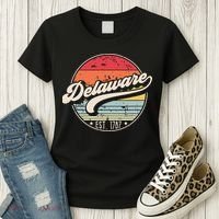 Retro Delaware Home State De Cool 70s Style Sunset Women's T-Shirt thumb 3