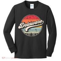 Retro Delaware Home State De Cool 70s Style Sunset Kids Long Sleeve Shirt thumb 0