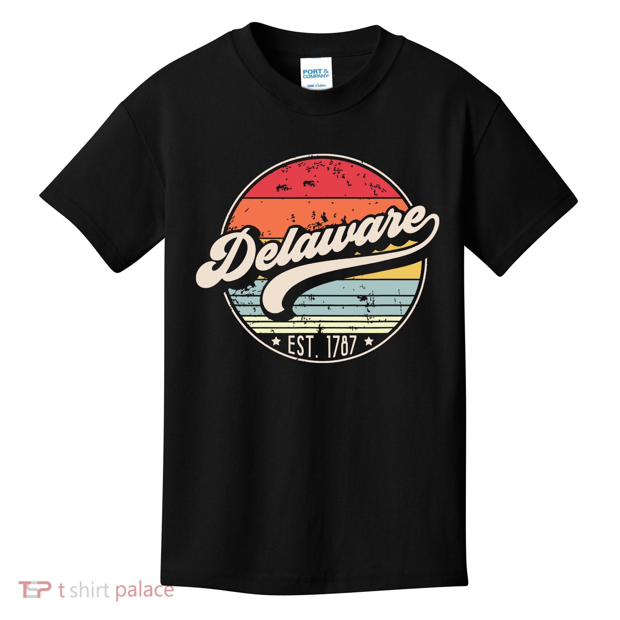 Retro Delaware Home State De Cool 70s Style Sunset Kids T-Shirt