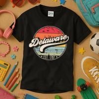 Retro Delaware Home State De Cool 70s Style Sunset Kids T-Shirt thumb 3