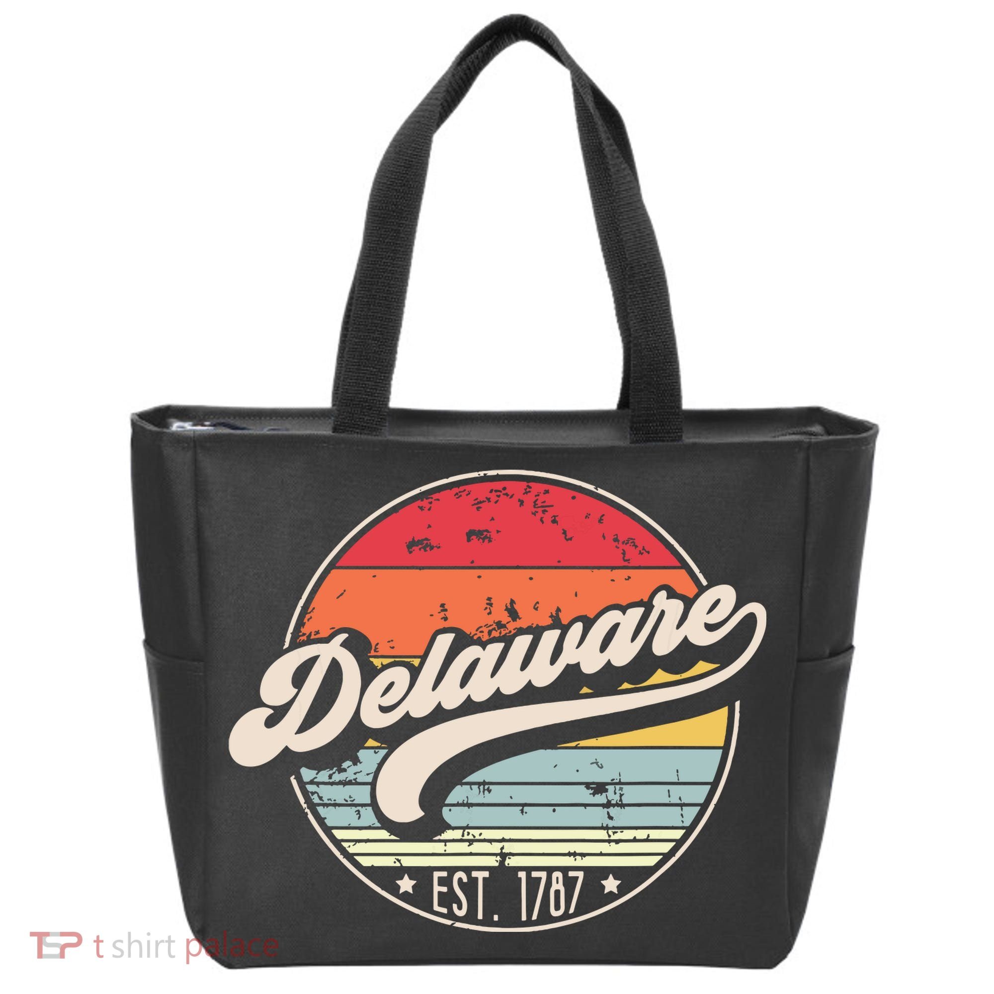 Retro Delaware Home State De Cool 70s Style Sunset Tote Bag