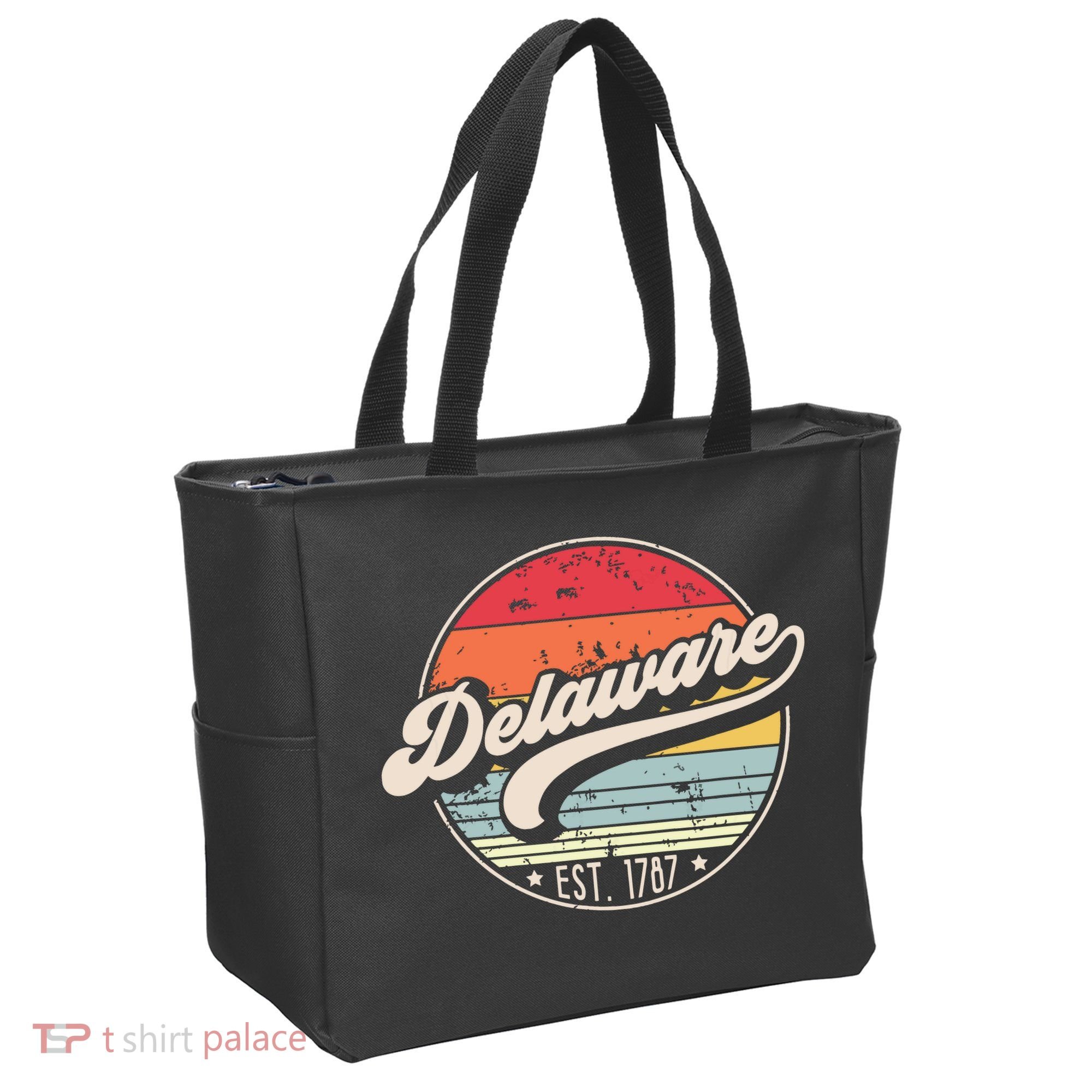 Retro Delaware Home State De Cool 70s Style Sunset Tote Bag