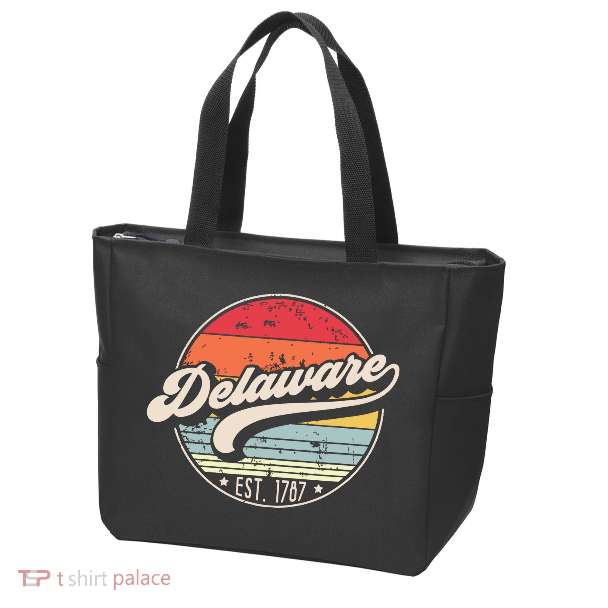 Retro Delaware Home State De Cool 70s Style Sunset Tote Bag