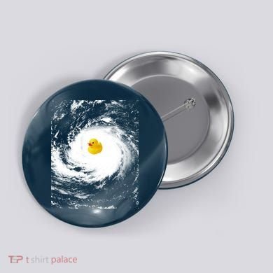Rubber Duck In Hurricane Storm Button