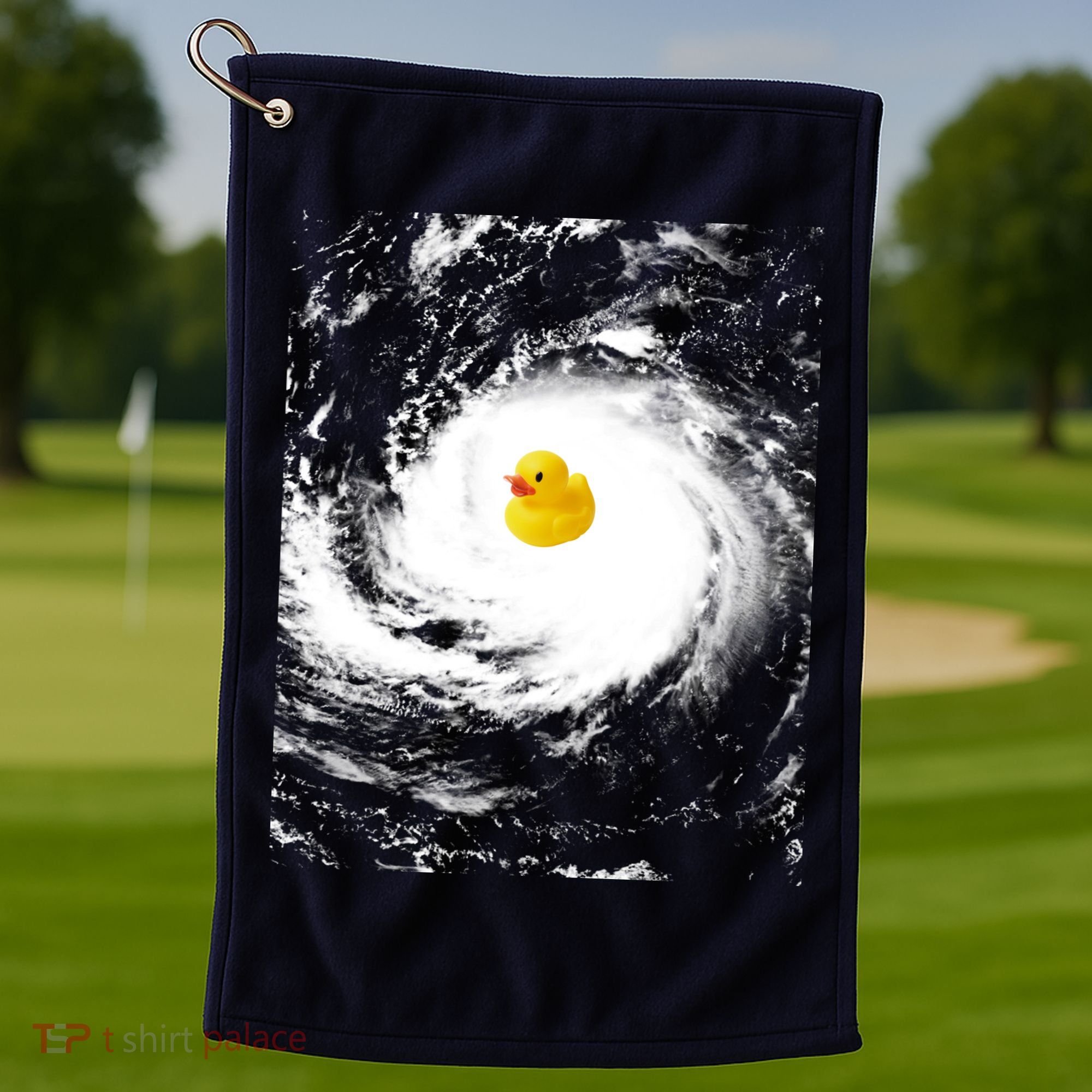 Rubber Duck In Hurricane Storm Golf Towel