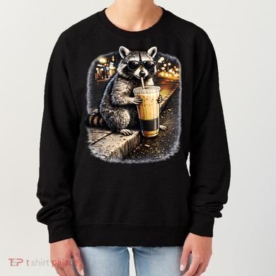 Raccoon Drinking Iced Coffee Women's Sweatshirt