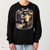 Raccoon Drinking Iced Coffee Women's Sweatshirt thumb 0