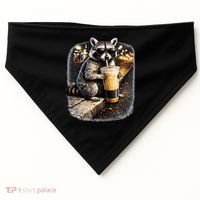 Raccoon Drinking Iced Coffee USA-Made Doggie Bandana thumb 0